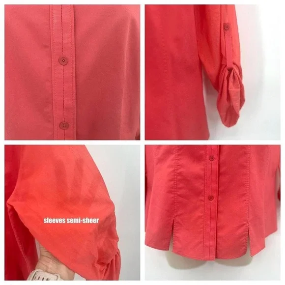 Elie Tahari Womens Top L Coral Office Career Preppy Minimalist Silk Blend Staple - Picture 3 of 6
